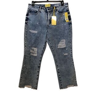 NEW Circus NY Sam Edelman Boho Med Wash Deconstructed High Rise Jeans Sz 12 NWT